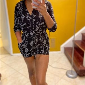 Floral navy blue romper